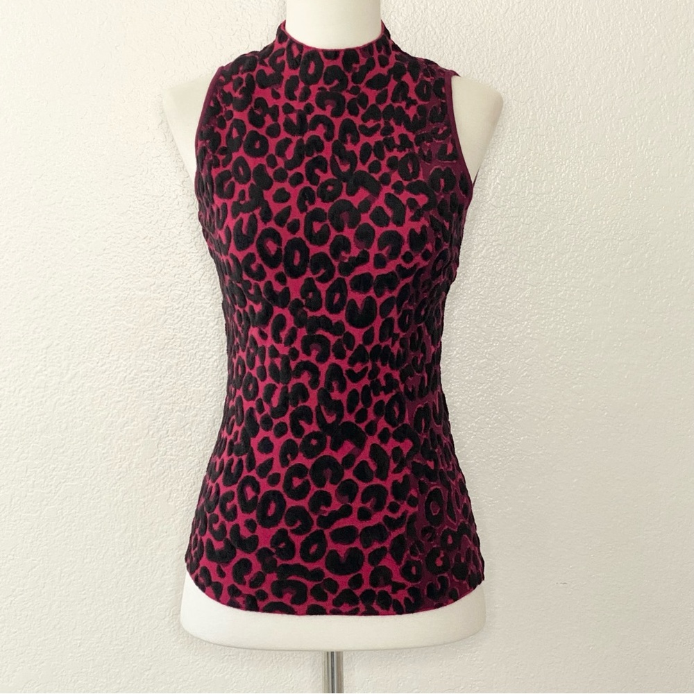 MILLY Leopard Print Mock-Neck Top